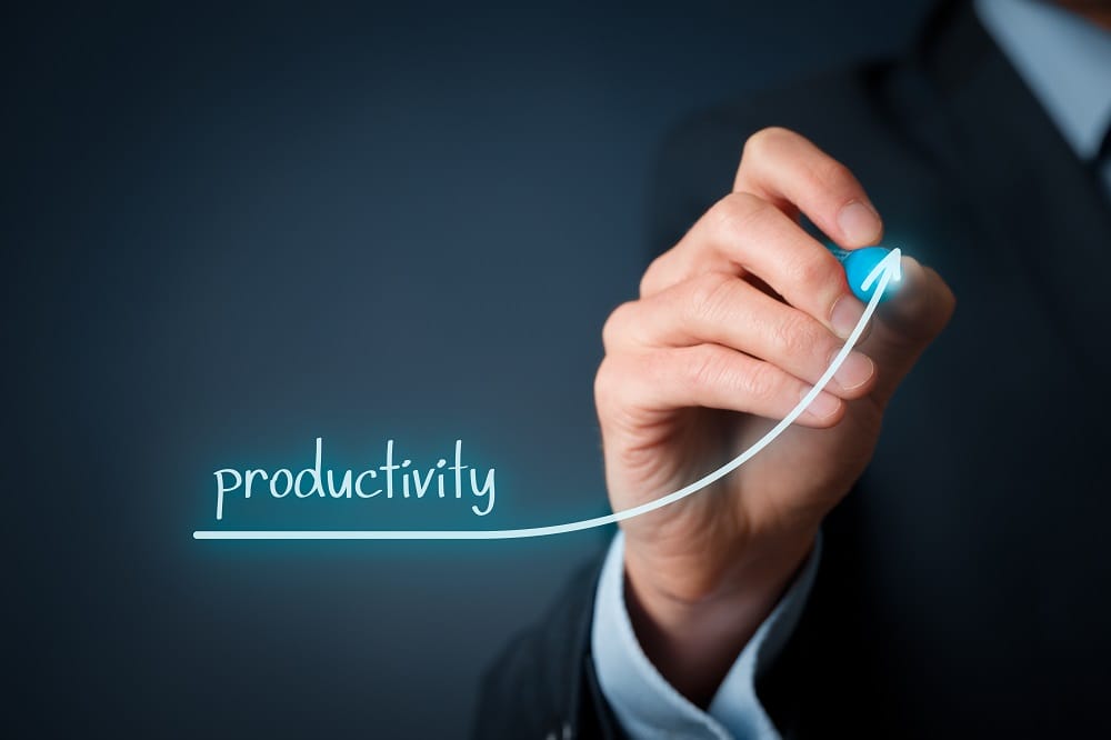 Hand drawing graph showing increased productivity